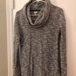 Black and white turtleneck sweater